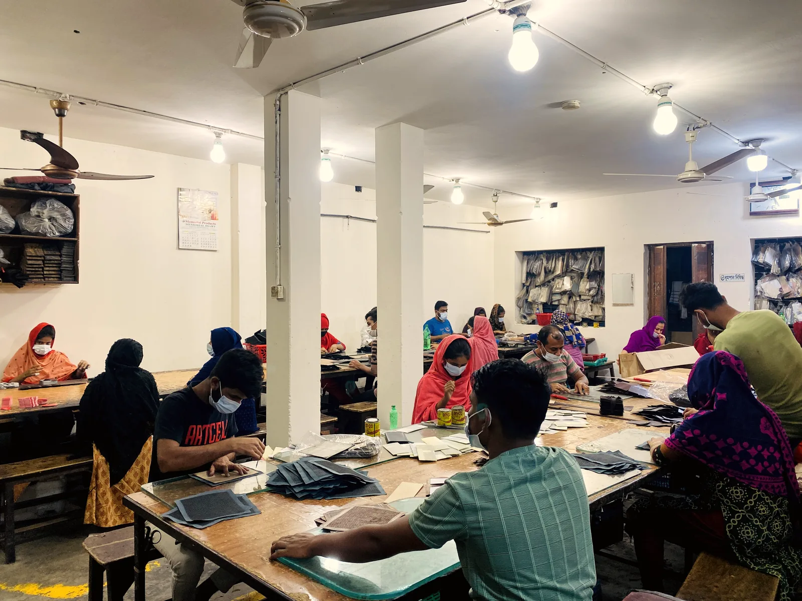 Leather goods manufacturing workspace